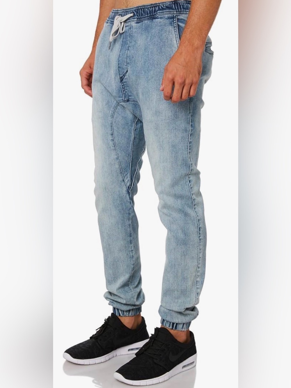 Zanerobe Sureshot Light Blue Slim Jogger Denim Elastic Drawstring Waist Size 29